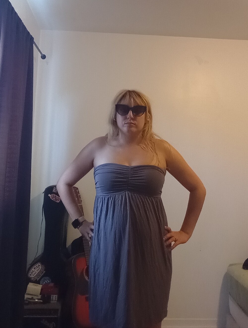 Tommy Hilfiger Strapless A-Line Dress in Gray